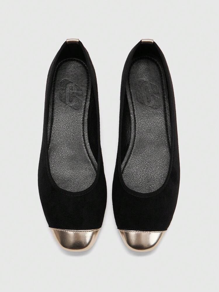 CUCCOO BIZCHIC Women Shoes Spring And Autumn Splicing Square Toe Flat Bottom, Simple Suede Shoes Commuting Shopping