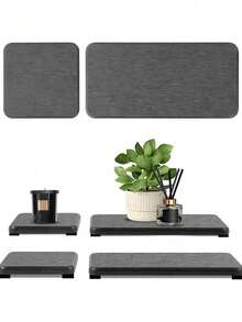 4-Piece Bathroom Sink Stone Drip Tray Set, Diatomite Kitchen Soap Dish Holder, Stone Coasters, Bathroom Decor & Organizer, Natural Moisture Absorbing Stoneware, Countertop Storage - multicolor - View 12