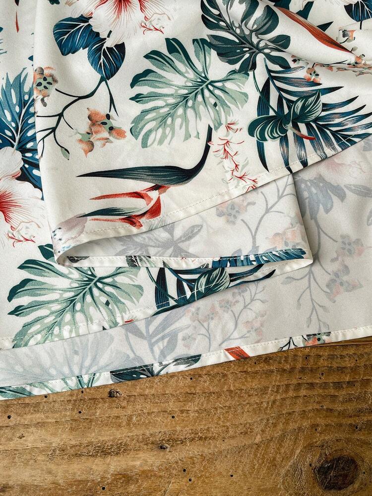 Plus Size Women's Casual Vacation Raglan Short Sleeve Loose Top And Botanical Print Skirt 2-Piece Set, Spring/Summer Summer Summer Outfit For Women Festival Outfits For Women Beach Outfits For Women Vacation Outfits Women Holiday Outfits  For Women Country Concert Outfit Casual Sets For Women