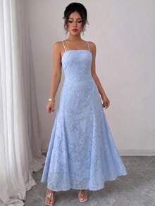 SHEIN Clasi Women's Fine-Woven Elegant Summer Fashion Halter-Length Dress Wedding Aqua Blue - Blue - View 5