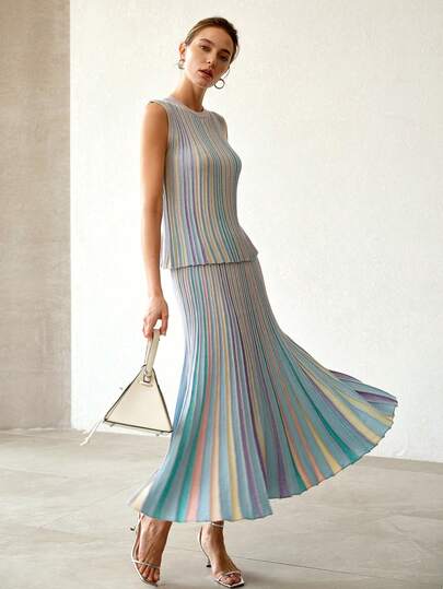 MOTF PREMIUM GEBREIDE TOP MET REGENBOOG OMBRE-STREEPJES