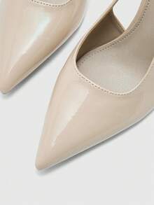 CUCCOO BIZCHIC Pointed Stiletto Apricot Mirror Ankle Strap Back Strap Women's High Heel Shoes Temperament Simple Fashion Versatile Commuter Dating Women's Shoes Women's Shoes - apricot patent leather - View 7