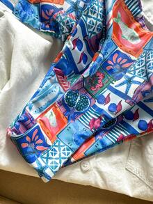 Bộ bikini nữ gồm dây chuyền in họa tiết ngẫu nhiên, trang sức kim loại, thích hợp cho mùa xuân/hè. - Nhiều màu - Xem 5
