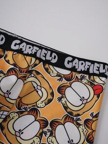 GARFIELD | SHEIN Calzoncillos tipo bóxer cómodos con estampado de dibujos animados, shorts de piel amigable - Amarillo - Ver 4