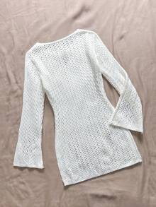 SHEIN Áo khoác mỏng đan móc cho bé gái tuổi teen, thích hợp cho kỳ nghỉ hè ở bãi biển. - trắng - Xem 2