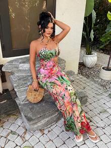 SHEIN SXY Váy in họa tiết gợi cảm khoét lỗ cho kỳ nghỉ - Nhiều màu - Xem 3