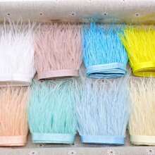 1米/39.37英寸人造羽毛饰边 DIY婚纱羽毛丝带工艺品手工缝纫流苏服装配饰 8-10厘米 - 多色 - 查看 7