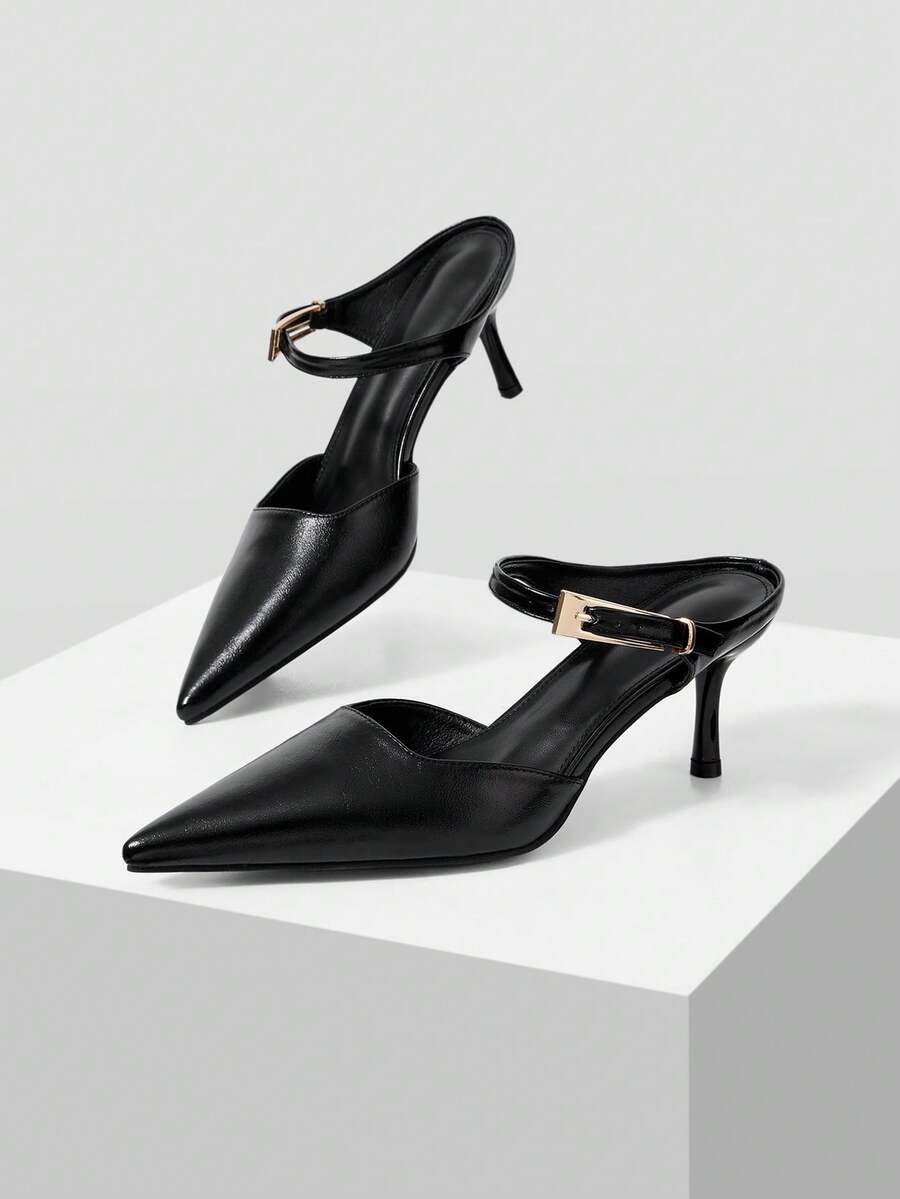 Mnmlis Women Heeled Sandals Summer Shoes - Black - View 1