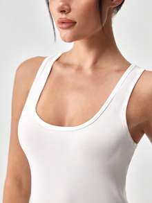 Loungeista Damen lässiges ärmelloses einfarbiges figurbetontes Trägershirt, sexy kurzes Trägertop für Straße, Alltag, Urlaub, Frühling/Sommer - Weiss - Übersicht 6