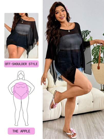 Solflare Plus Size Women Transparent Casual Shoulder Strap Versatile Daily Wear Top