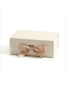 1pc Ribbon Gift Box With Bow Folding Box Style Cosmetic Gift Box For Birthday Presents And Holiday Gifts Valentine's Day, Valentines Wedding, Birthday,Decorations,Wedding, Living Room Decor - Champagne - View 10