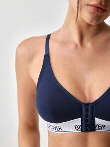Loungeista 1pc Women Front Closure Sports Bra - Navy Blue - View 6