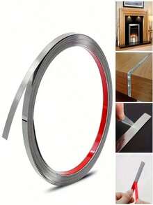 1 Roll 5M Stainless Steel Self-Adhesive Wall Edge Trim, Metal Decorative Strip, Drill-Free Flush Mount Decorative Molding, Suitable For TV Backdrop And Ceiling Decoration - multicolor - View 11