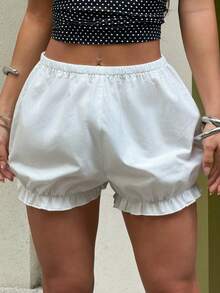 FavEase Short en coton blanc pour femmes, style mignon et doux pour la plage, les vacances, le printemps/été - Blanc - Voir 4