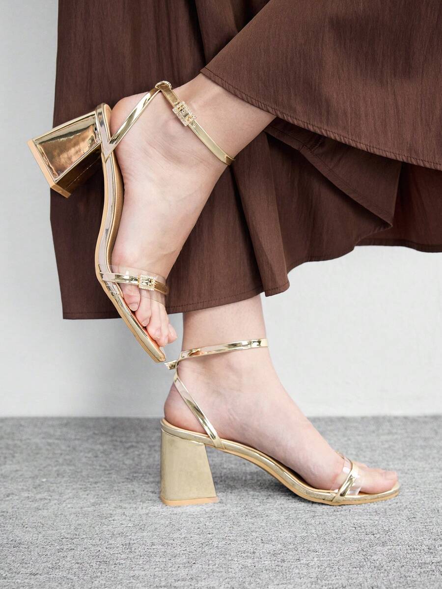 CUCCOO BIZCHIC Sandales à talons hauts mode femme - Doré - Voir 1