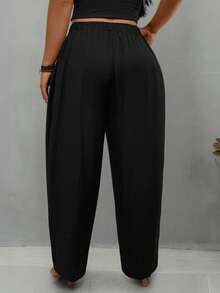 EMERY ROSE Pantalones casuales de unicolor talla grande - Negro - Ver 2