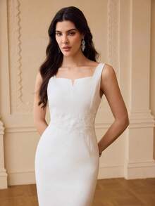 ZEYLAH Elegant Fitted Dress, Sleeveless, Spring/Summer - White - View 5