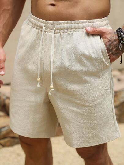VENTUSAIL Men's Casual Drawstring Waist Solid Color Shorts, Versatile For Daily Wear & Commuting, Summer