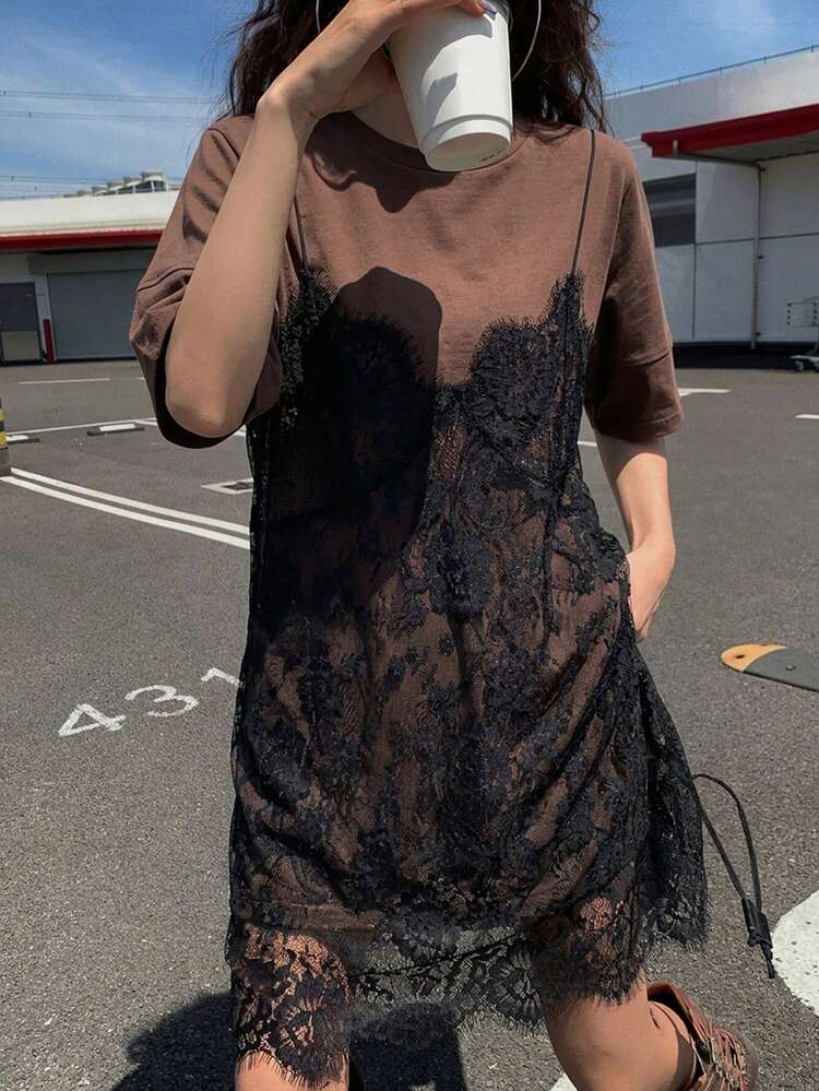 Women Midi Dresses - Café - View 3