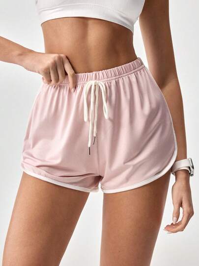 Loungeista 2pcs Women's Casual Sports Contrast Trim Lounge Pants Set