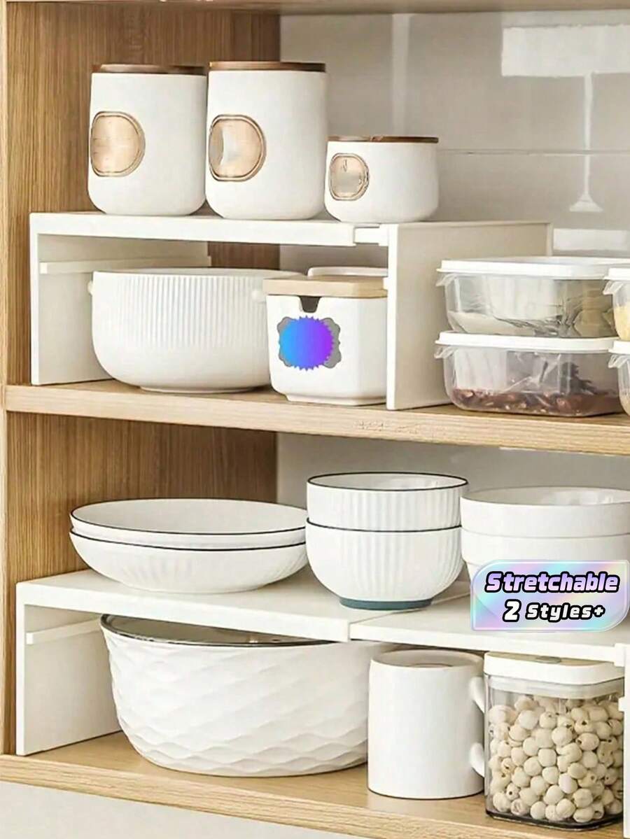 1 Kệ đựng đồ nhà bếp có thể mở rộng, kệ nhựa để bàn, tủ bếp với các ngăn điều chỉnh được để sắp xếp gia vị và dụng cụ nấu nướng, không cần lắp ráp, kệ nhiều tầng, giá đựng dụng cụ. - Nhiều màu - Xem 1