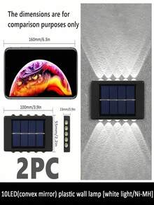 1PC/2PCS Solar Powered Wall Light With 8/10LED, Royal Castle Design, For Villa Outdoor Landscape, Waterproof Ambience Wall Decoration For Terrace And Patio, Up & Down Lighting Garden Decor - Multicolor - Ver 22