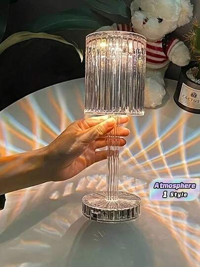 1PC Crystal Table Lamp, Atmosphere Lamp USB Three-Color Touch Model Small Night, Decorative Table Lamp, Diamond Crystal Table Lamp, For Room Decor Desk Lamp, Bedroom, Living Room, Kitchen, Dining Room Lamp