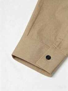 Calvornis Men's Solid Color Business Wrinkle-Resistant Moisture-Wicking Quick-Dry Formal Shirt, Spring/Summer, Ceremony - Khaki - View 5