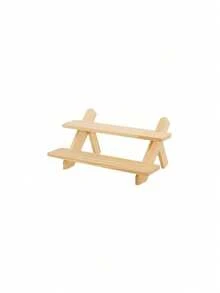 1pc Wooden Multi-Tier Jewelry Display Stand, Earrings Rings Necklace Organizer Holder For Live Stream, Display, Storage, Small Items Collection - Beige - View 11