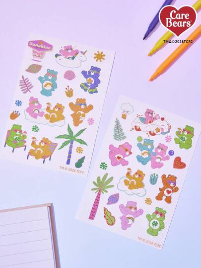 POKOJA LAND Care Bears 卡通图案涂鸦贴纸，适用于笔记本、日记本、手工艺品和其他物品。也适合个性化装饰滑板、笔记本电脑和行李箱。