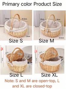 Handwoven Willow Picnic Basket With Handle And Double Lids, Suitable For Storing Food, Fruits, Holidays, Camping, Shopping, Home Decor. Made Of Pure Natural Handwoven Willow, Slight Color Difference May Exist Due To Growth Factors, But Does Not Affect Aesthetics And Usability. Please Purchase With Confidence. - Multicolor - View 9