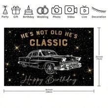 1件套“他不是老了，他是经典”生日快乐背景布，复古男士黑金主题，适用于30岁、40岁、50岁、60岁、70岁、80岁生日摄影背景装饰派对拍照道具 - 多色 - 查看 10