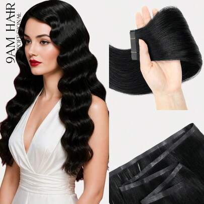Tóc nối PU dạng dệt, không cần keo, nối tóc liền mạch, trọng lượng 40G-50G, dành cho tóc mảnh, đã được gắn sẵn kẹp và băng dính để may vào.