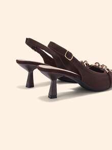 CUCCOO BASICS Women's Shoes Fashion Dark Brown Pointed Thin Heel Metal Buckle High Heel Sandals Suitable For Commuting, Dating, Parties, Weddings And Other Occasions To Wear - Coffee Brown - View 4