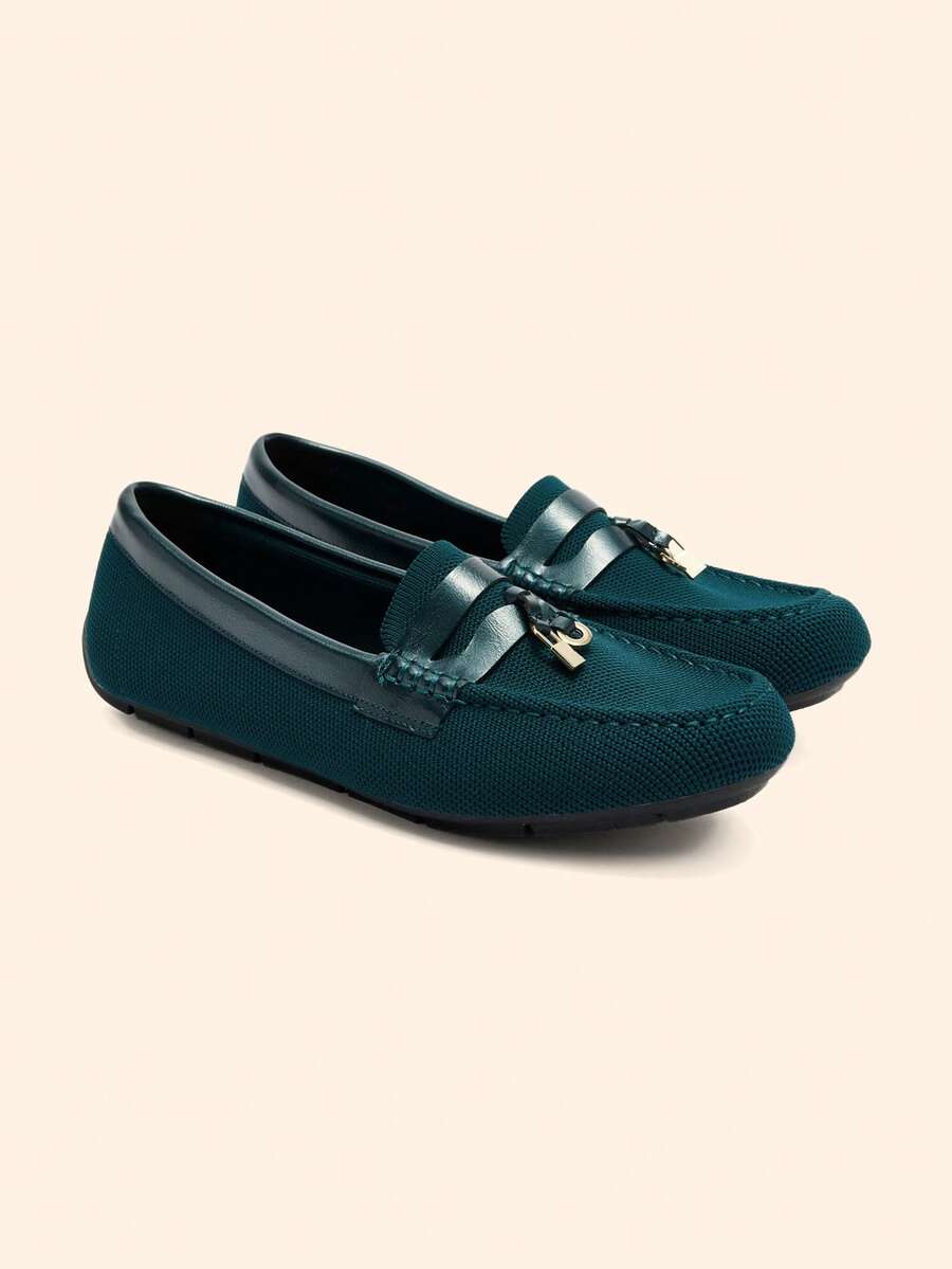 CUCCOO BASICS Women's Shoes Fashionable Dark Green Comfortable Loafer Flat Shoes Are Suitable For Driving, Commuting, Dating, Vacations, Parties And Other Occasions - Dark Green - View 1