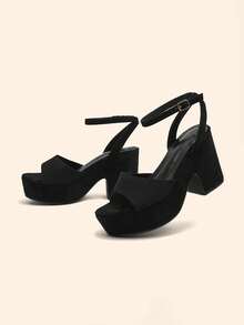 CUCCOO BASICS Giày sandal đế xuồng thời trang nữ - màu đen - Xem 5