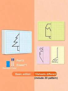 MINKOJA 20 Patterns Cartoon Lattice Symmetrical Drawing Graphics . Creative Concentration Train Tracing Painting Cards Wipe Pen Control - Multicolor - View 19