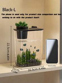 1 Piece (Fish Tank Only Excluding Decorative Accessories) Fish Tank Home Office Transparent Breeding Box Desktop Tank - Multicolor - View 3