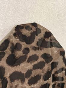 SHEIN LUNE CURVE Plus Size Women Leopard Print Single-Breasted Casual Versatile Daily Wear Shirt Fall - Brown - View 6