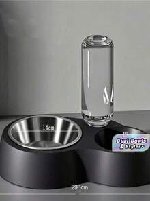 Bát đựng thức ăn và nước uống 2 trong 1 bằng thép không gỉ màu đen IPc, phù hợp cho mèo nhỏ/trung bình, chó, thỏ và các vật nuôi khác. - 500ml - Xem 1