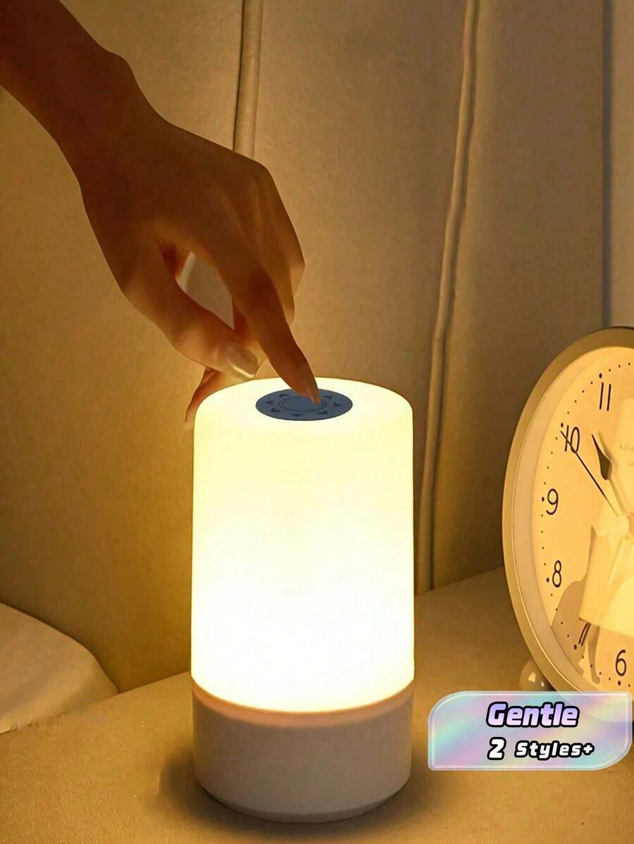 1. 触控式暖光床头灯，护眼LED夜灯，USB插电/可充电，2种供电模式，睡眠灯，夜间护理灯 - 白色 - 查看 1