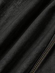 Manfinity EMRG Men's Street Fashion Casual Plaid Embroidered Floral Design Straight Leg Wide Leg Jeans Baggy Jeans With Design Valentine's Day Y2k Spring To Summer - Black - View 7