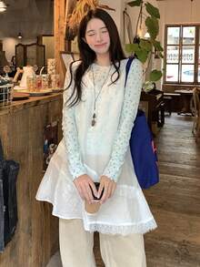 DAZY Women's Solid Color Sleeveless Layered Mini Dress, Korean Style Sundress Summer High Tea Date Night All White Modest Tropical - White - View 7