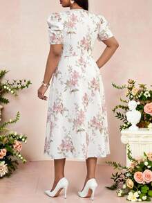 SHEIN Lady 大码优雅印花连衣裙，夏季 - 彩色 - 查看 2