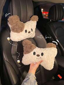 1 pieza Almohada de reposacabezas para coche - Un par de adorables almohadas con forma de perro para asientos de coche, que proporcionan soporte para el cuello y la espalda lumbar, perfectas para mejorar la comodidad durante los viajes en coche, Almohada para coche - Multicolor - Ver 2