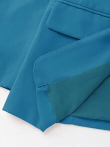 Lumivelle Women's Simple Solid Color Shawl Neck Lightweight Blazer Jacket, Suitable For Business, Work, And Commuting - Blue - View 7