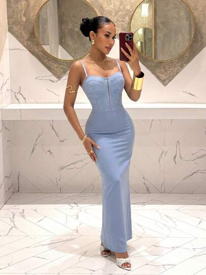 Slaydiva Lễ hội âm nhạc mùa xuân và mùa hè mới Ngày lễ tình nhân Lễ Phục sinh Đám cưới Kỳ nghỉ theo mùa Khu nghỉ dưỡng bãi biển Thanh lịch Thường ngày Trang phục đi làm Trang phục công sở Kỳ nghỉ Tiệc tùng Du thuyền Phong cách cơ bản Phong cách phổ biến Hẹn hò hàng ngày Phong cách Y2K Gợi cảm Không dây Cổ áo hình trái tim Áo ngực kiểu cúp ngực Vải xương cá Sọc Trang trí Ren Ghép vải Vải dệt kim Màu xanh nhạt Váy chữ A Váy dài nữ -B