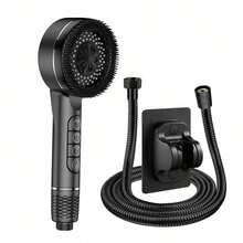 1pc/3pcs High Pressure Shower Head With Filter, Bathroom Handheld Shower Sprayer, Massage Rainfall Showerhead With 1.5m Shower Hose & ABS Holder Set - Black - View 13