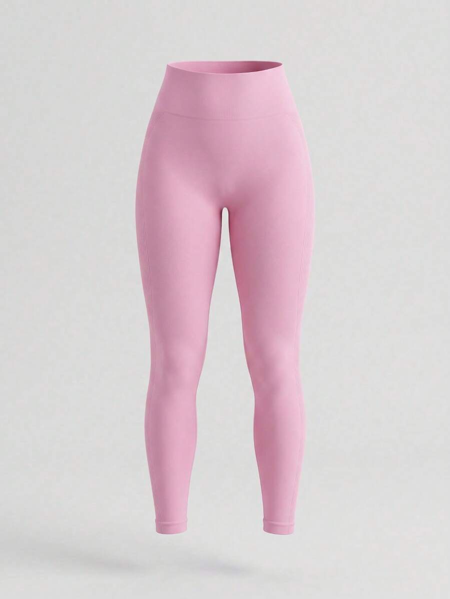 Quần legging tập yoga co giãn liền mạch cạp cao cho nữ - Hồng - Xem 1