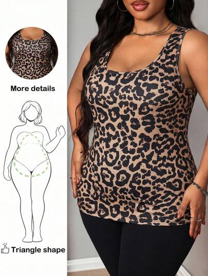 Truni Áo tank top nữ cỡ lớn in họa tiết da báo, kiểu dáng thường ngày, đa năng.